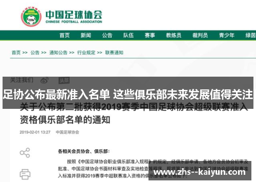 足协公布最新准入名单 这些俱乐部未来发展值得关注